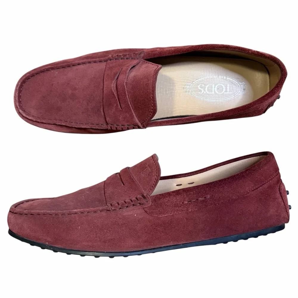 Tod's Men's Suede Loafers - Burgundy Mens 9‎